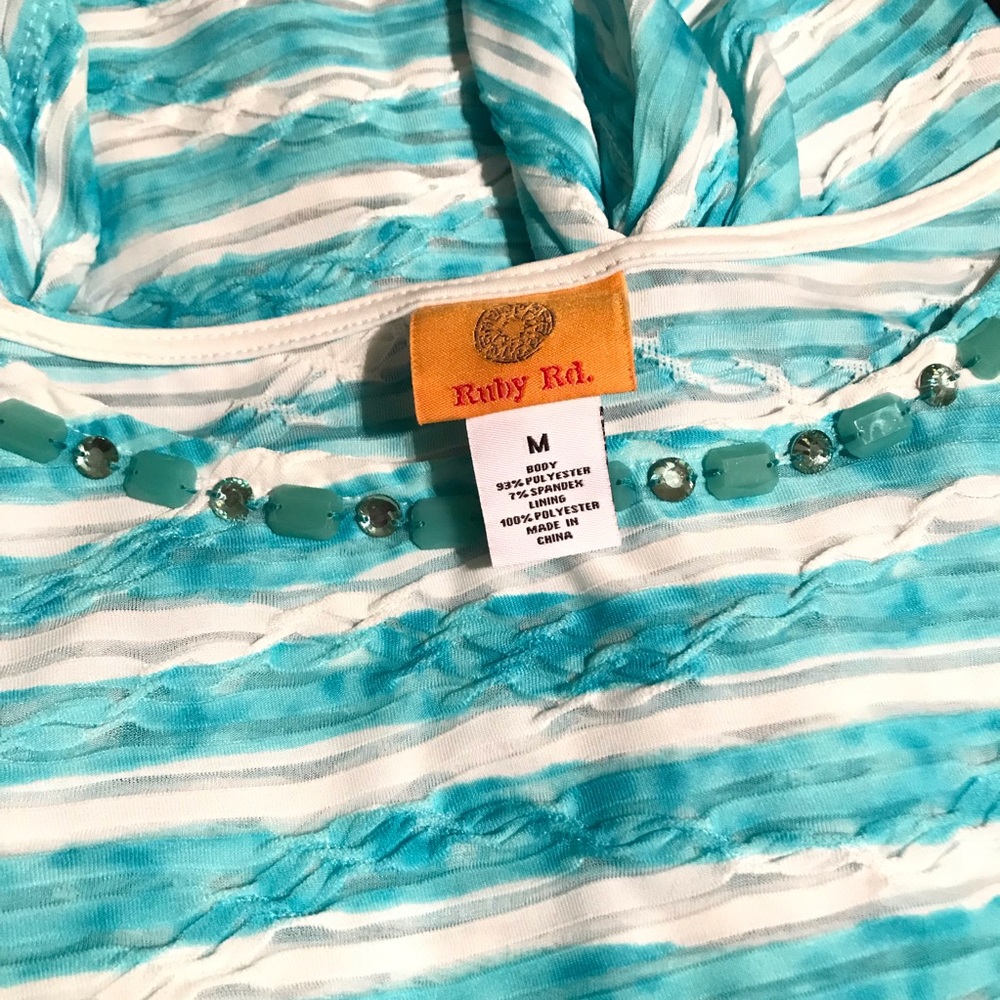 Ruby Rd. - Turquoise & White Top - Picture 5 of 5
